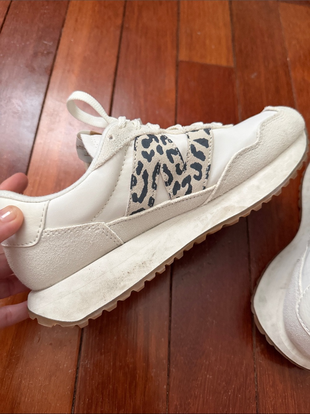 New Balance Women's Cream Sneakers with Leopard Accent - Picture 7 of 12